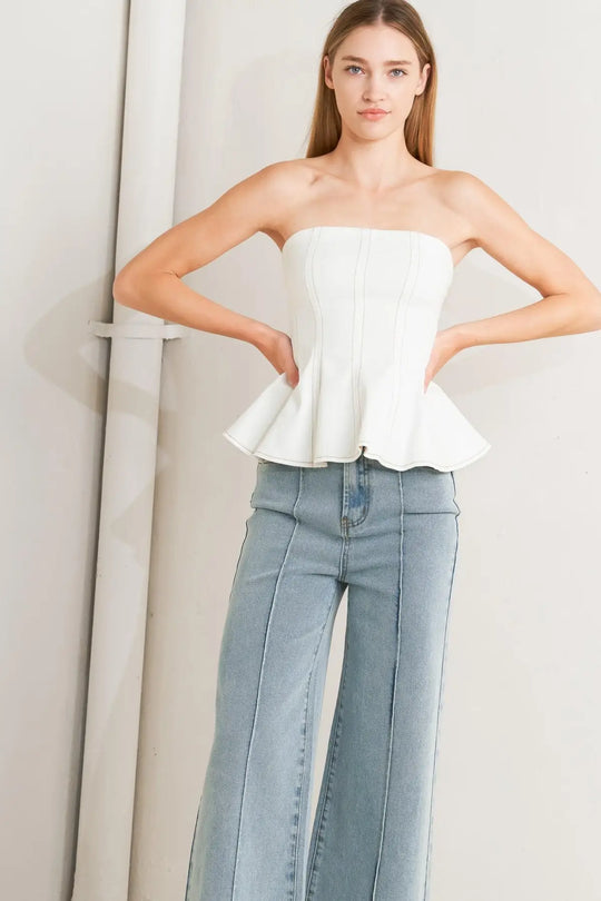 SUBTLE DRAMA WOVEN TOP - TOPS