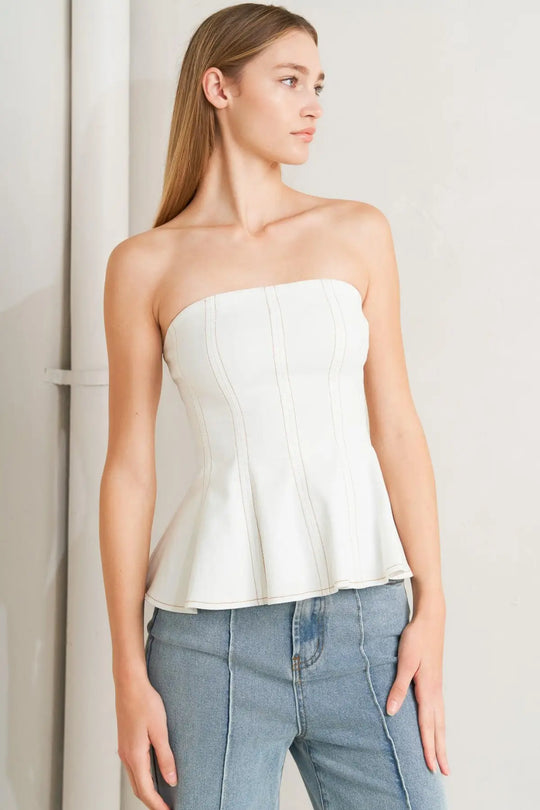 SUBTLE DRAMA WOVEN TOP - TOPS