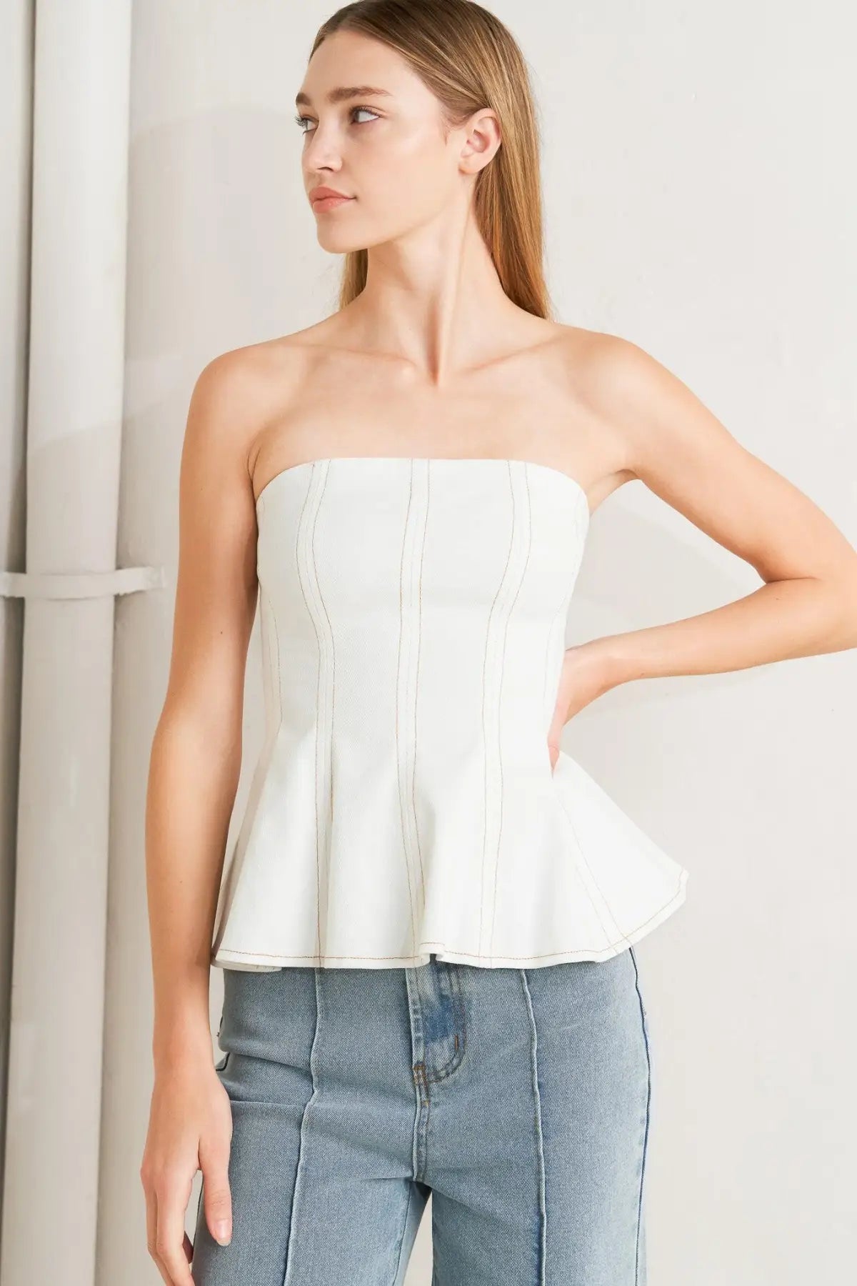 SUBTLE DRAMA WOVEN TOP - TOPS