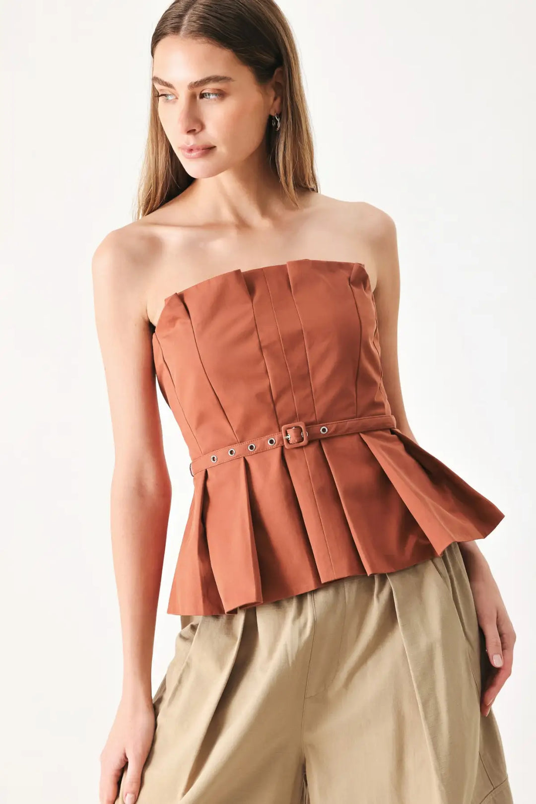 PURE FRAME WOVEN TUBE TOP - RUST / S - TOPS