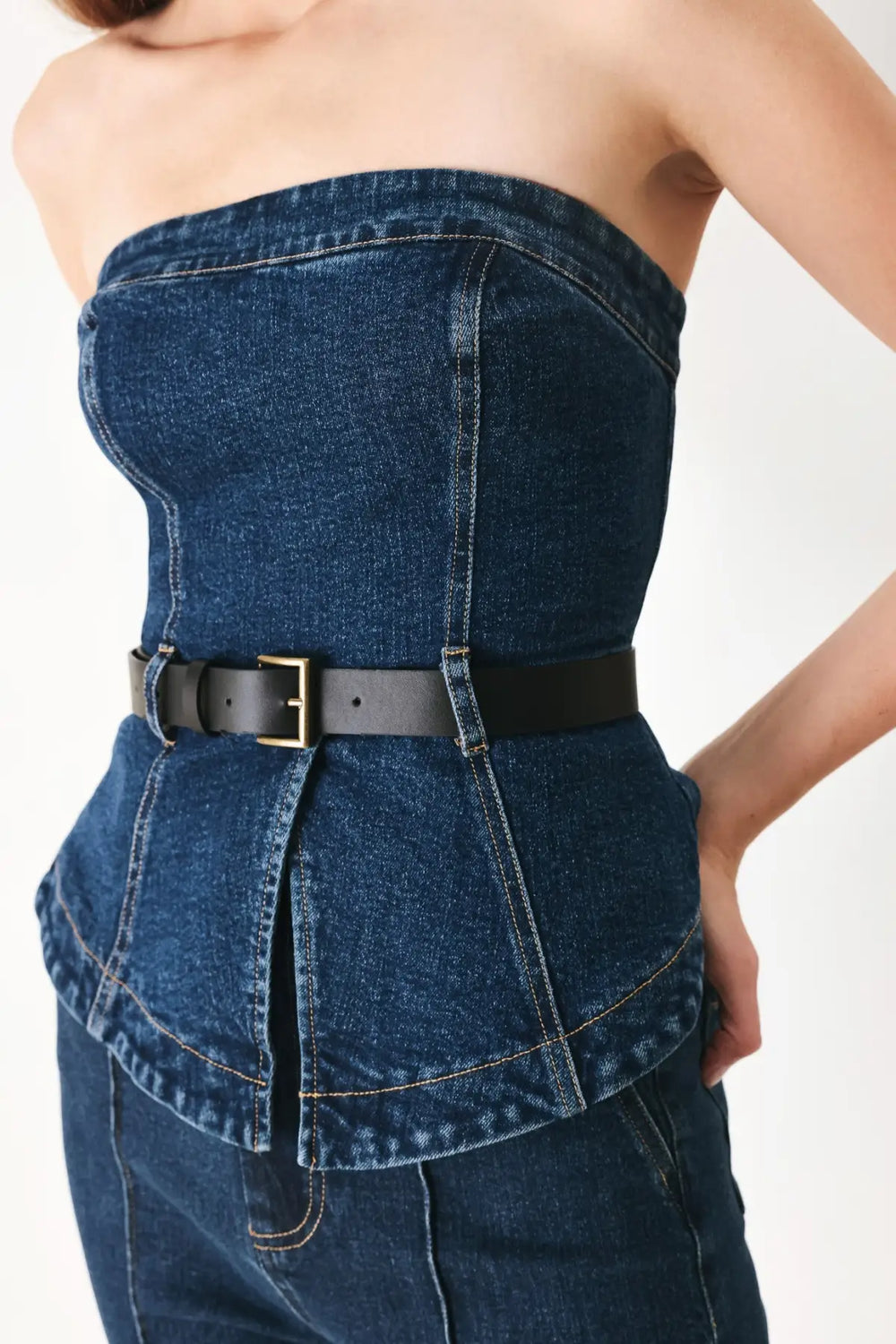SKYLINE FLARE DENIM TUBE TOP - TOPS