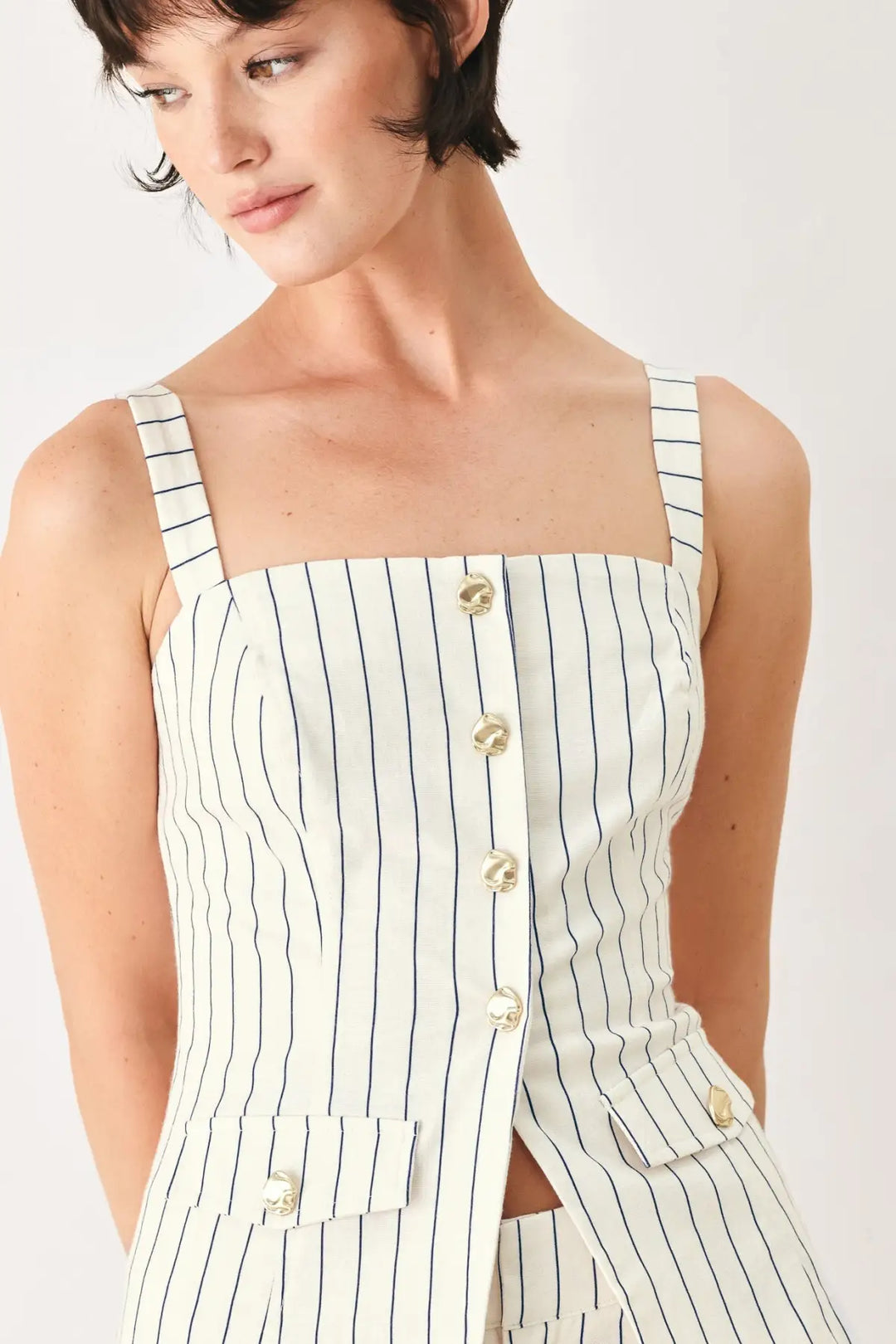SUTTON STRIPE WOVEN TOP - TOPS