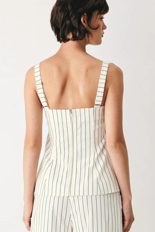 SUTTON STRIPE WOVEN TOP - TOPS