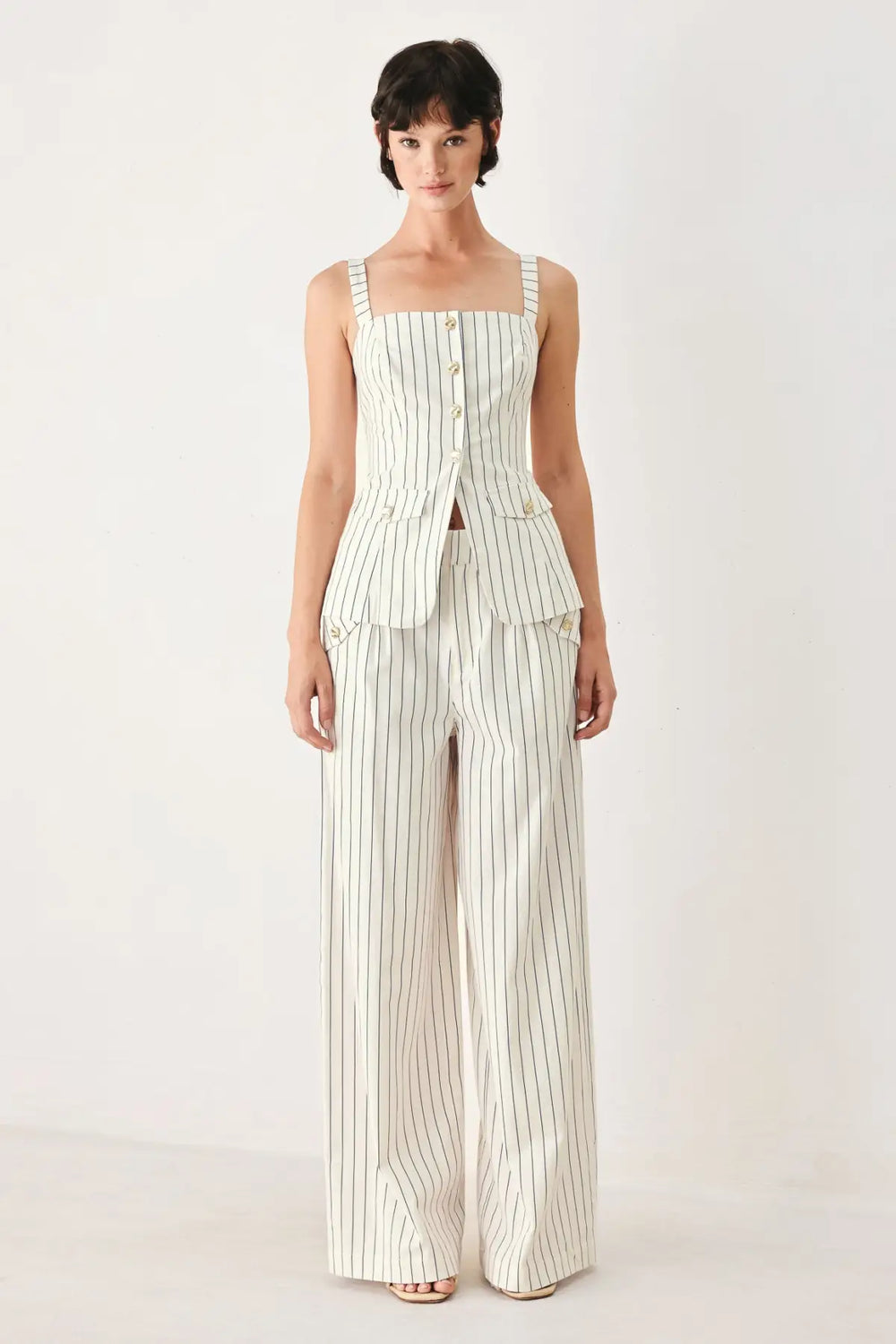 SUTTON STRIPE WOVEN TOP - TOPS