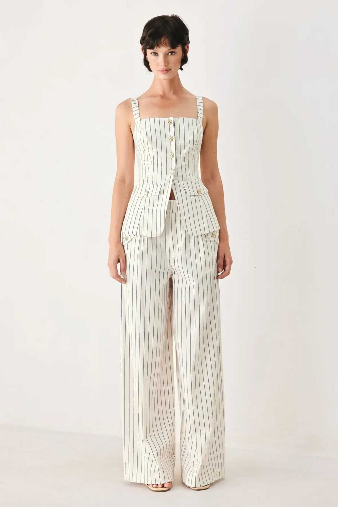 SUTTON STRIPE WOVEN TOP - TOPS