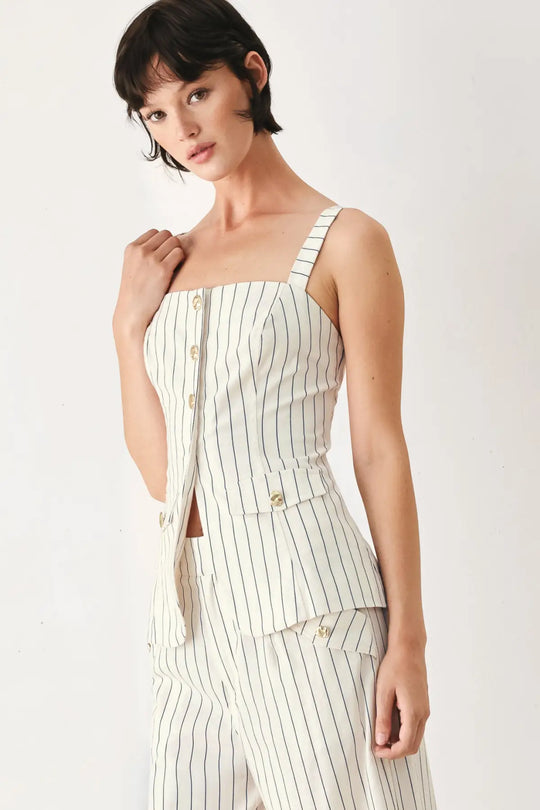 SUTTON STRIPE WOVEN TOP - TOPS