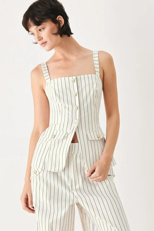 SUTTON STRIPE WOVEN TOP - TOPS