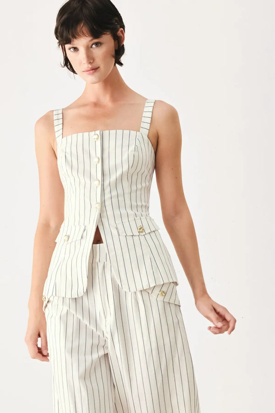 SUTTON STRIPE WOVEN TOP - TOPS