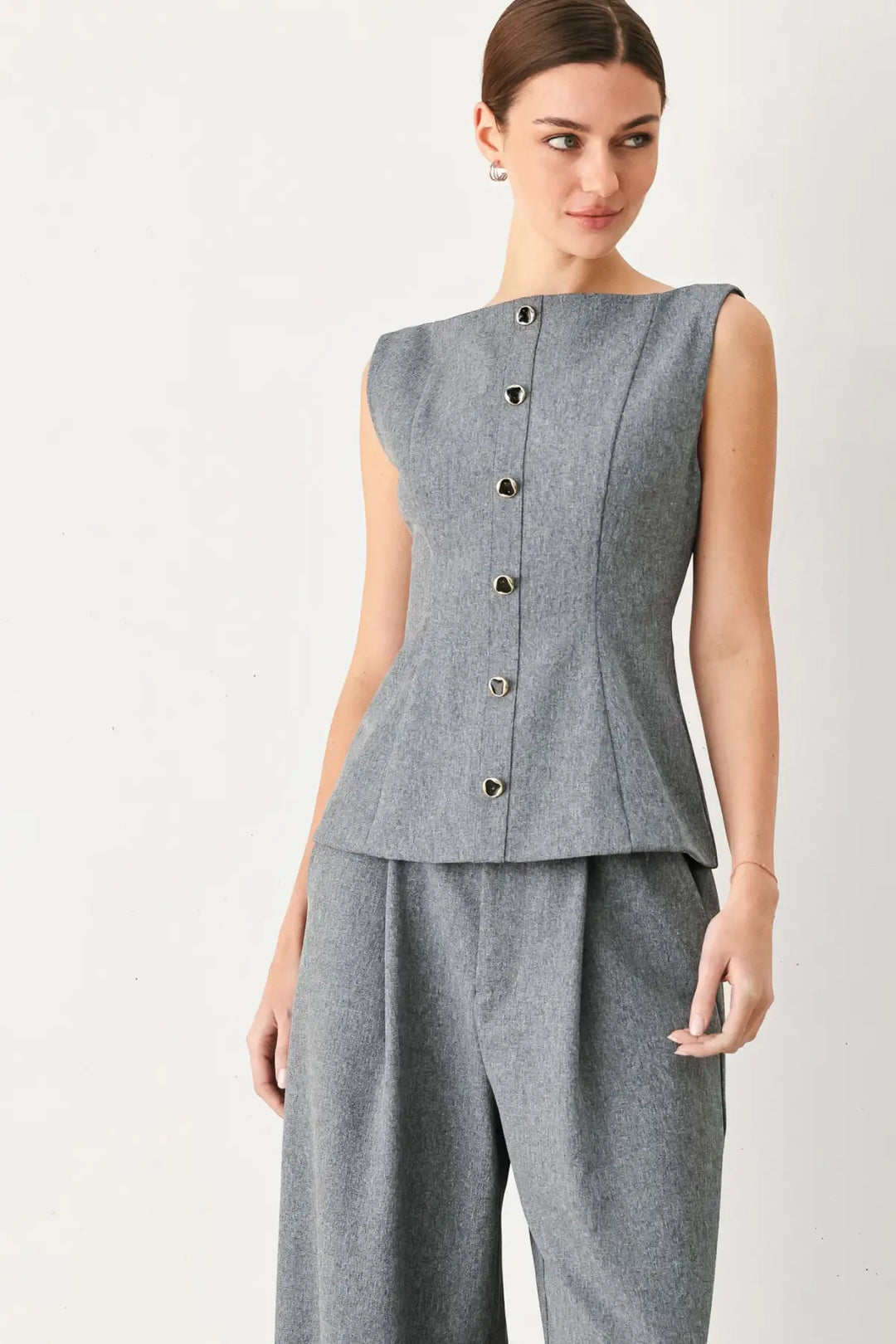 GRANITE FLOW WOVEN TOP - TOPS