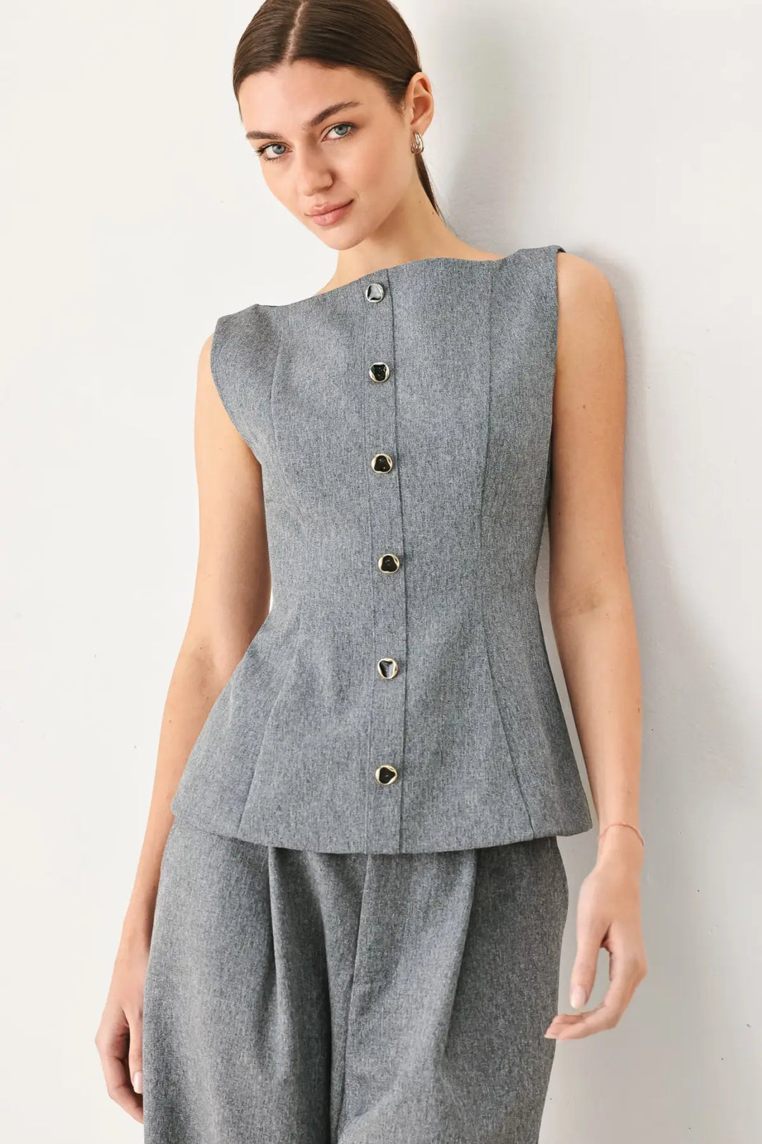 GRANITE FLOW WOVEN TOP - TOPS