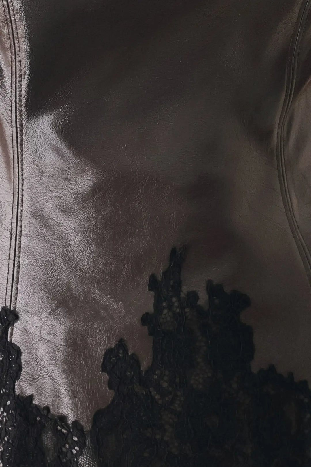 LACE AFTER DARK SWEETHEART FAUX LEATHER TOP