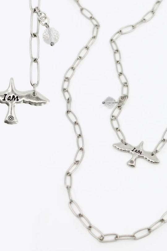 I Am Bird Long Chain Necklace - Silver - Long chain