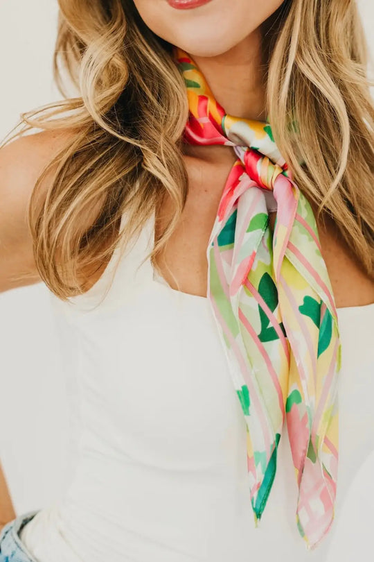 Cynthia Floral Square Scarf - Hair Scarf
