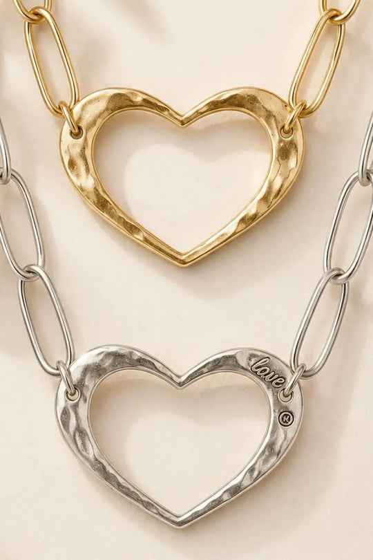 Love Open Heart Long Chain Necklace - Long chain