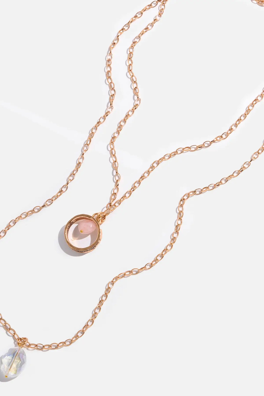 I Welcome Miracles Ring Original Necklace - Antique Gold with Clear AB Crystal - original