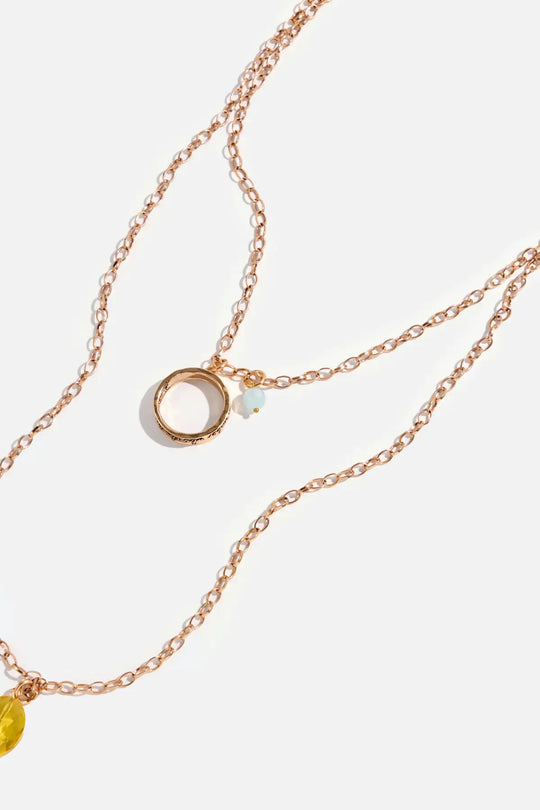 I Welcome Miracles Ring Original Necklace - Antique Gold with Yellow Crystal - original