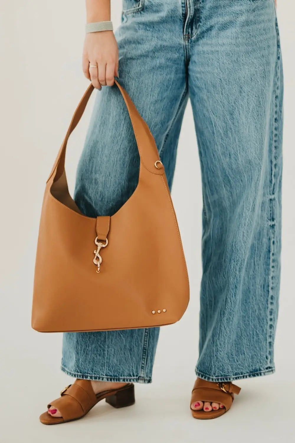Haddie Hobo Vegan Leather Tote - Brown - Tote Bag