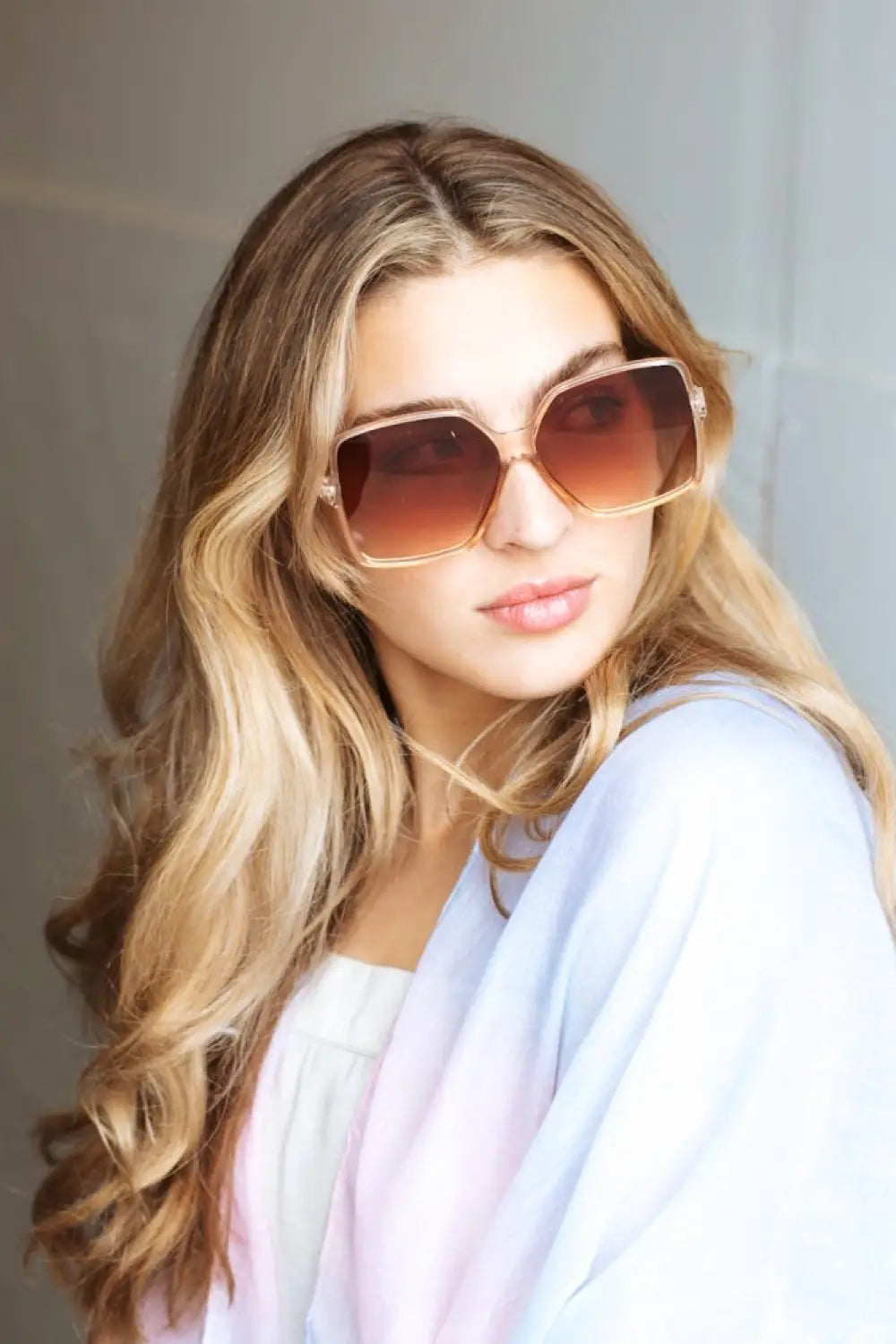 Hanna Hexagon Frame Sunglasses - Light Pink - Sunglasses