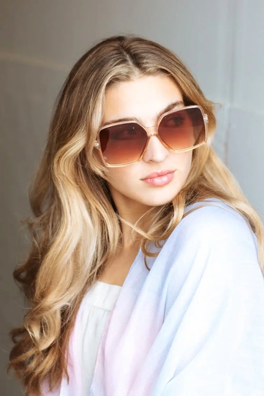 Hanna Hexagon Frame Sunglasses - Light Pink - Sunglasses