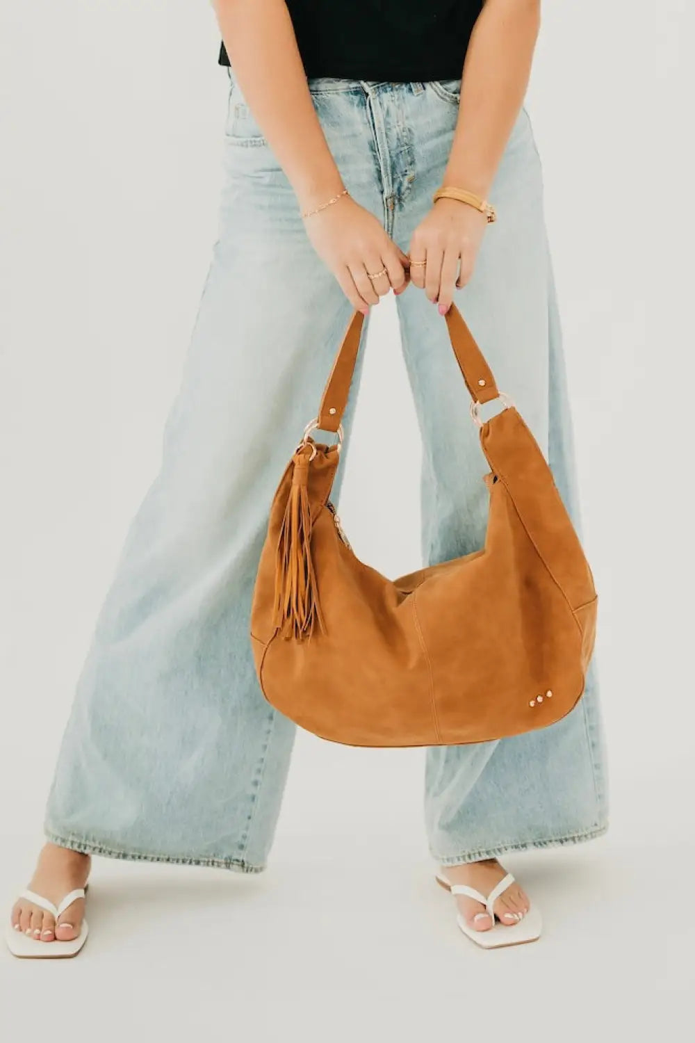 Hazel Hobo Shoulder Bag with Tassel - Shoulder Bag