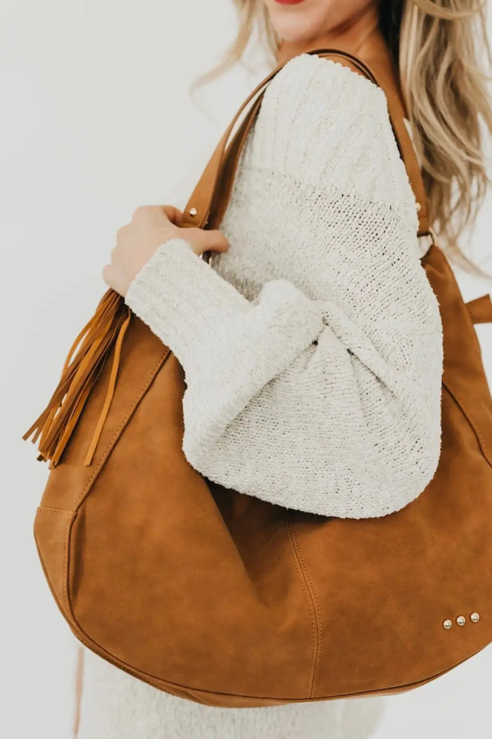 Hazel Hobo Shoulder Bag with Tassel - Shoulder Bag