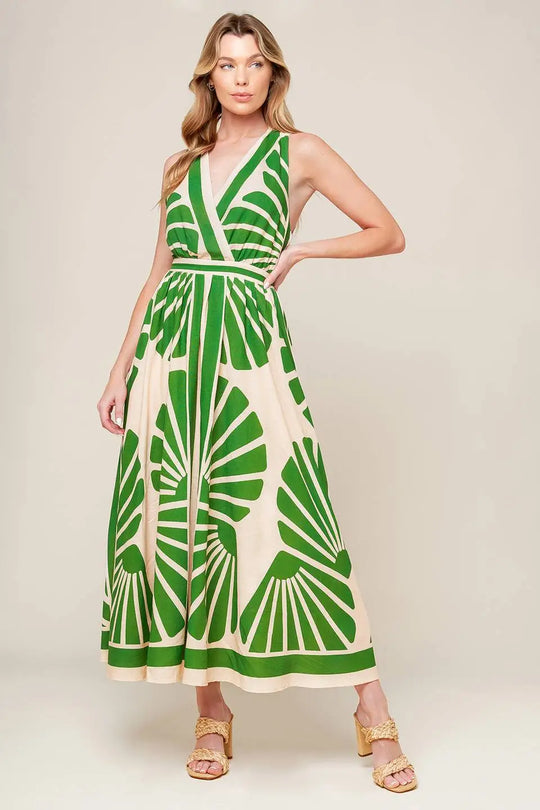 SWEPT ME OFF MY FEET GREEN WOVEN MIDI DRESS - DRESSES