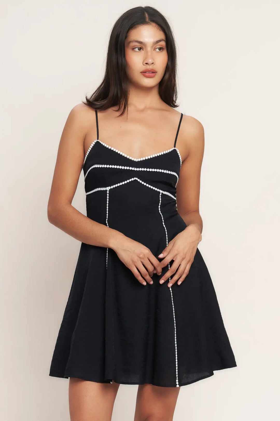 ALL EYES ON YOU WOVEN MINI DRESS - DRESSES