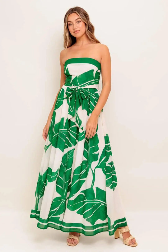 PURE MOMENT GREEN WOVEN ANKLE DRESS - DRESSES