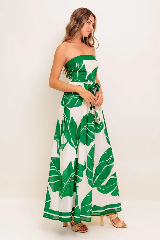 PURE MOMENT GREEN WOVEN ANKLE DRESS - DRESSES