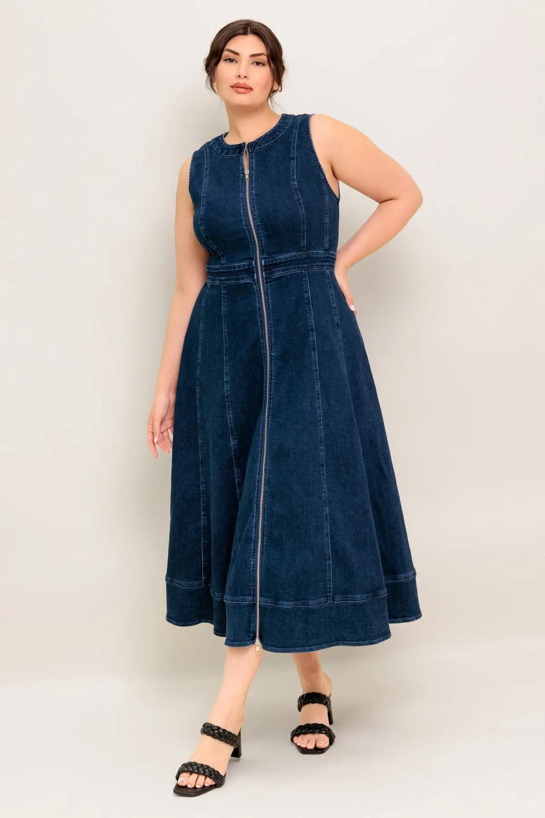 RAW BEAUTY DENIM MIDI DRESS - DRESSES