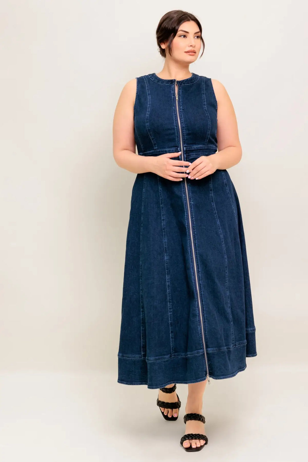 RAW BEAUTY DENIM MIDI DRESS - DRESSES