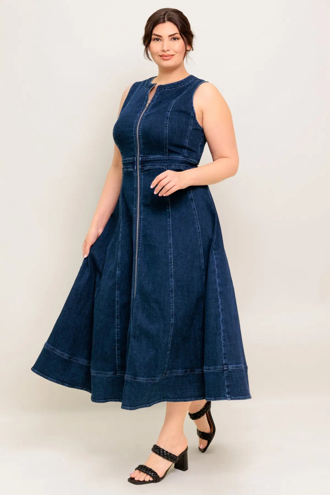 RAW BEAUTY DENIM MIDI DRESS - DRESSES