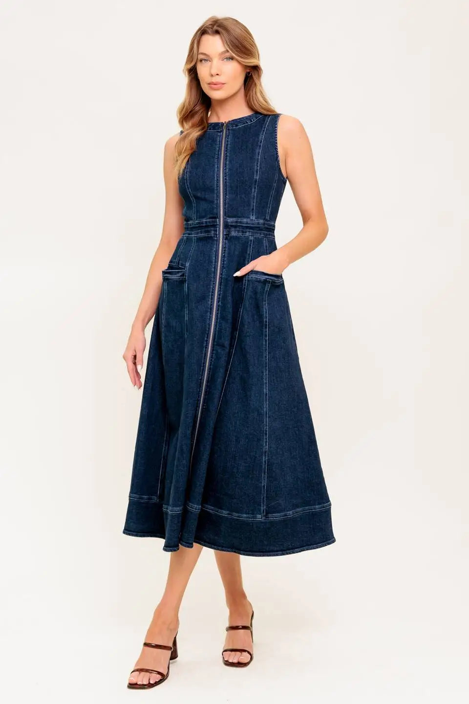 RAW BEAUTY DENIM MIDI DRESS - DRESSES
