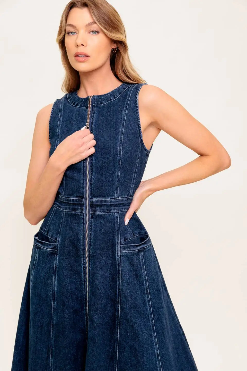 RAW BEAUTY DENIM MIDI DRESS - DRESSES