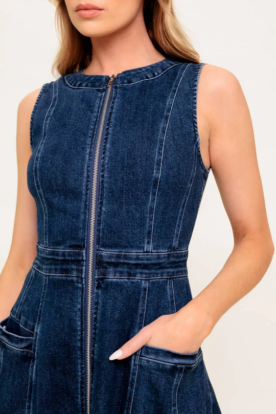 RAW BEAUTY DENIM MIDI DRESS - DRESSES