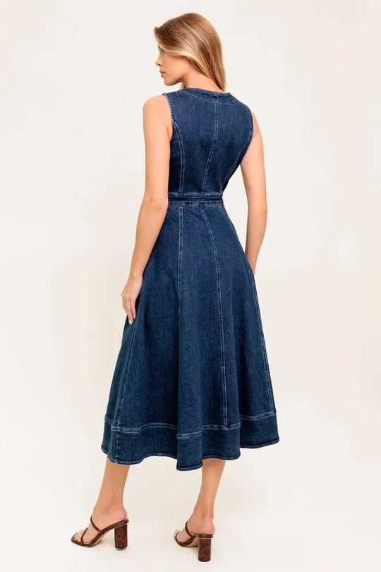 RAW BEAUTY DENIM MIDI DRESS - DRESSES