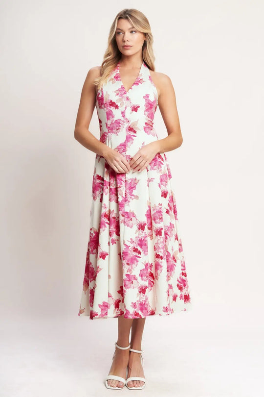 ROSY AFTERNOON WOVEN MIDI DRESS - DRESSES