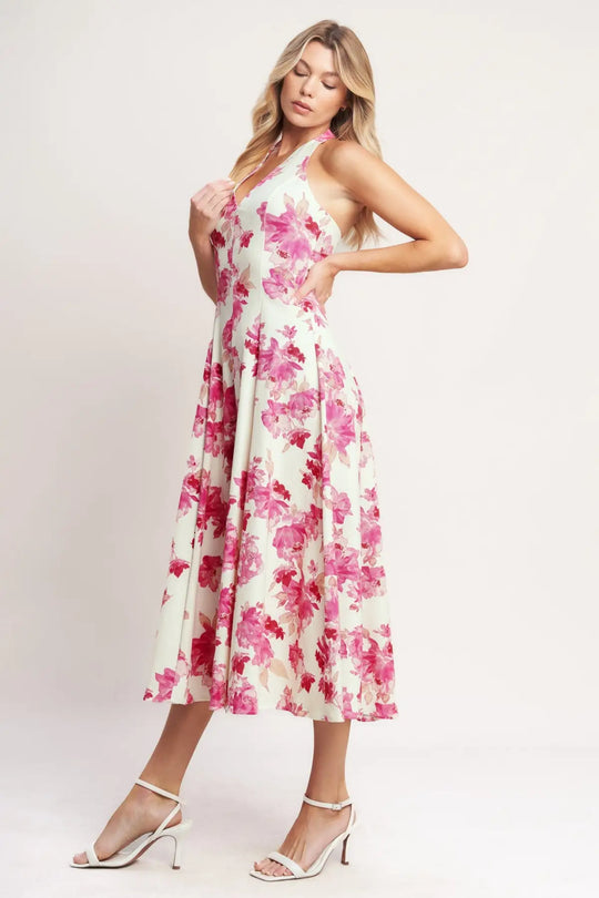 ROSY AFTERNOON WOVEN MIDI DRESS - DRESSES