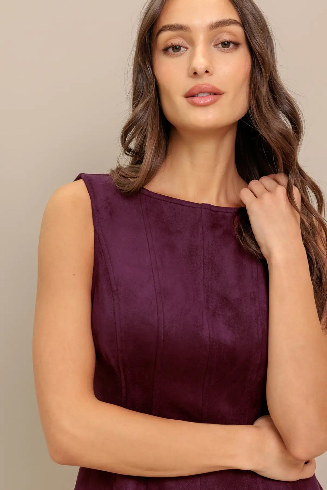 WINE IN THE SUN FAUX SUEDE MINI DRESS - DRESSES