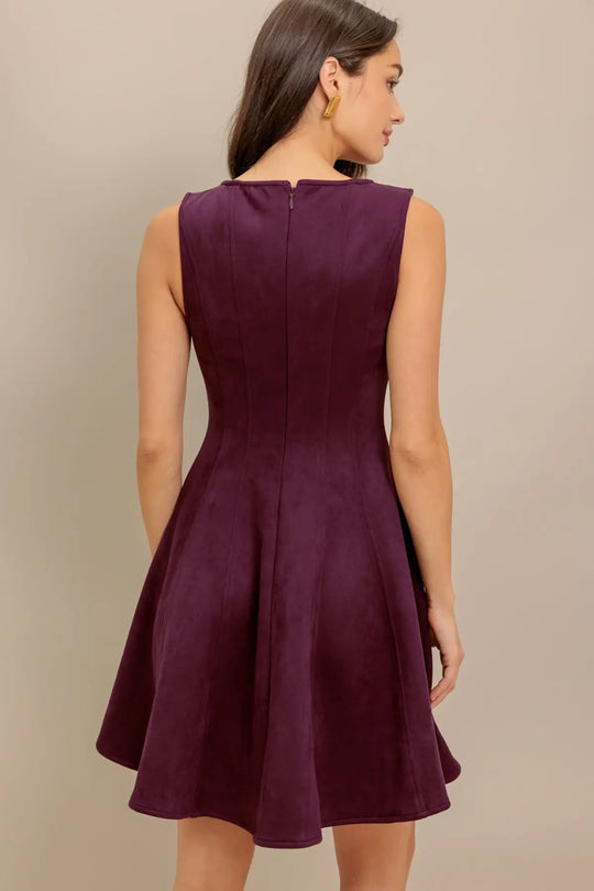WINE IN THE SUN FAUX SUEDE MINI DRESS - DRESSES
