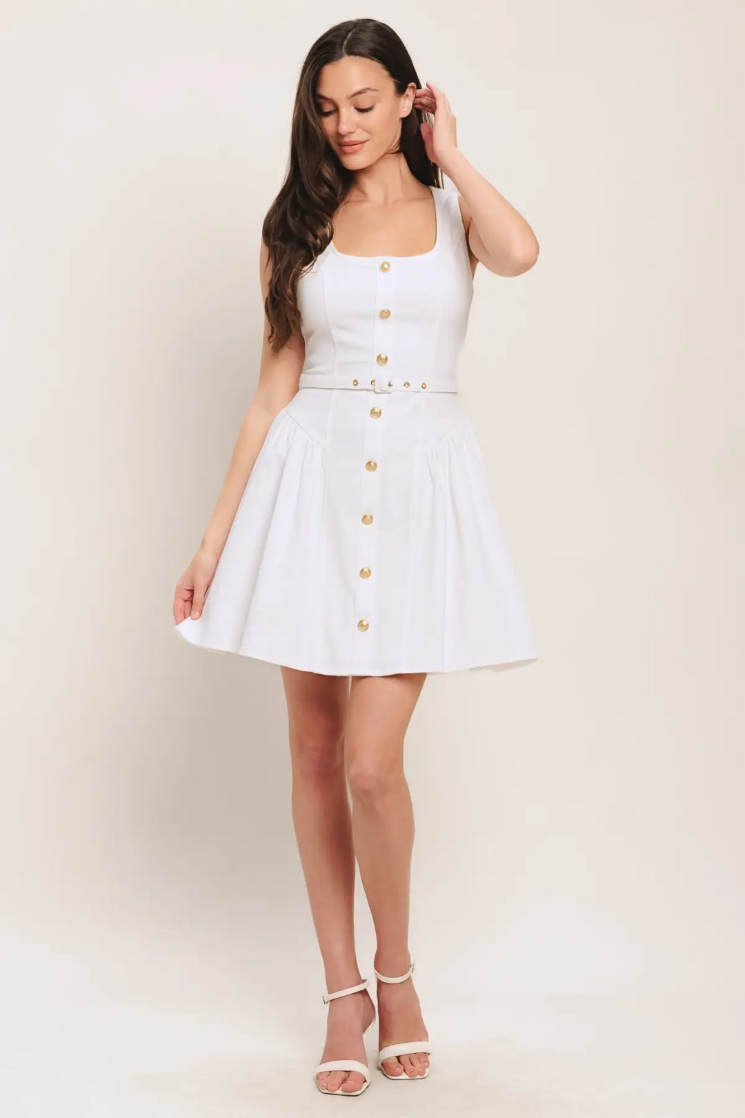 GOLDEN MILK WOVEN MINI DRESS - DRESSES