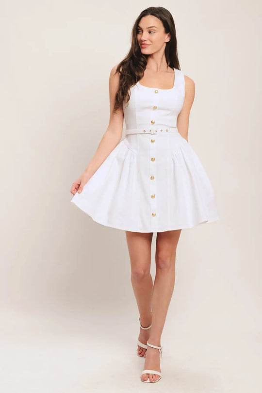 GOLDEN MILK WOVEN MINI DRESS - DRESSES
