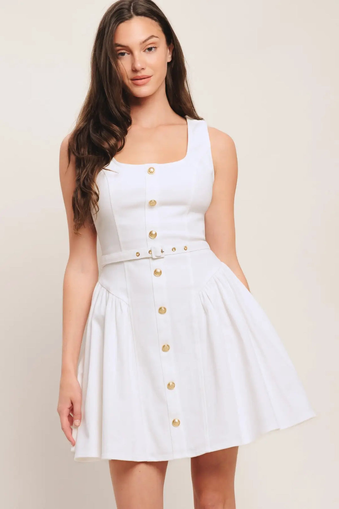 GOLDEN MILK WOVEN MINI DRESS - DRESSES