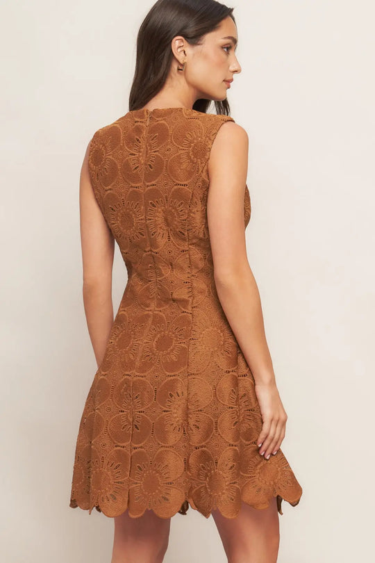 AUTUMN BLOOM WOVEN LACE MINI DRESS - DRESSES