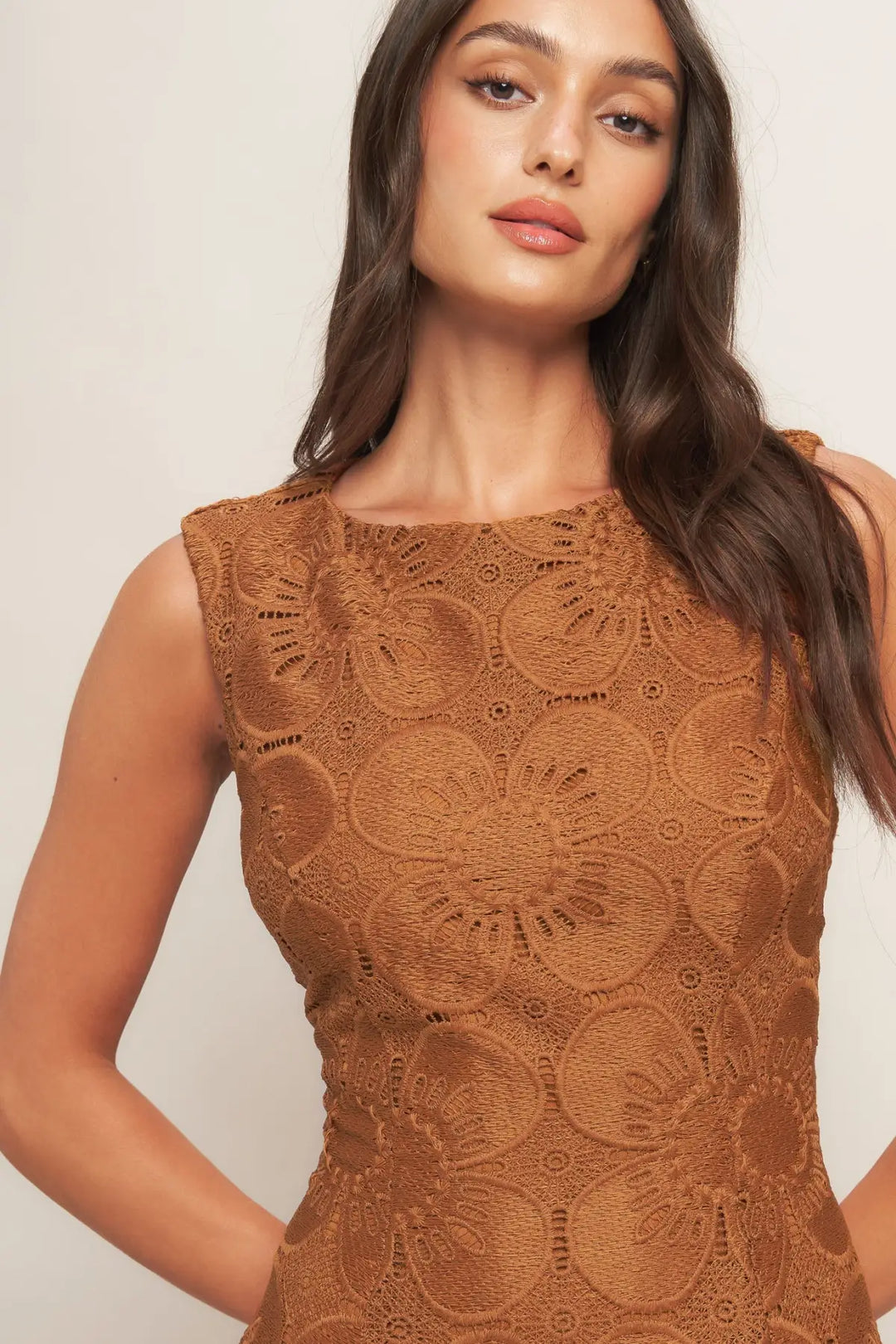 AUTUMN BLOOM WOVEN LACE MINI DRESS - DRESSES