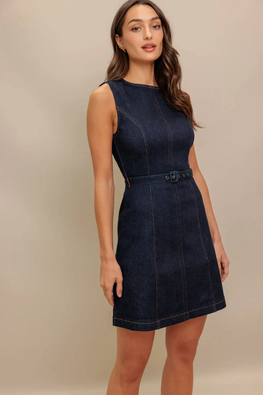 COOL CONTROL DENIM MINI DRESS - DRESSES