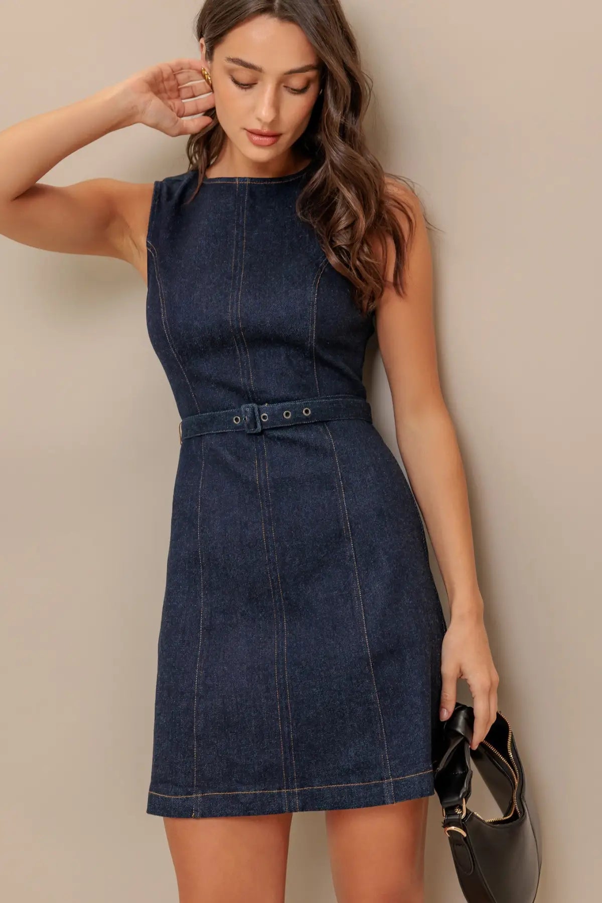 COOL CONTROL DENIM MINI DRESS - DRESSES