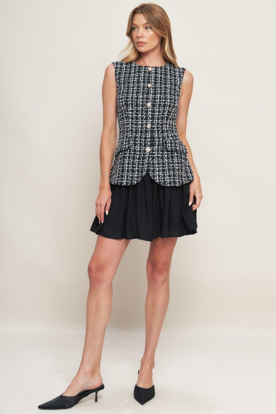 MODERN ICON TWEED WOVEN MINI DRESS - MELISSA JEAN