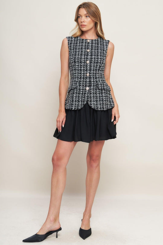 MODERN ICON TWEED WOVEN MINI DRESS - MELISSA JEAN