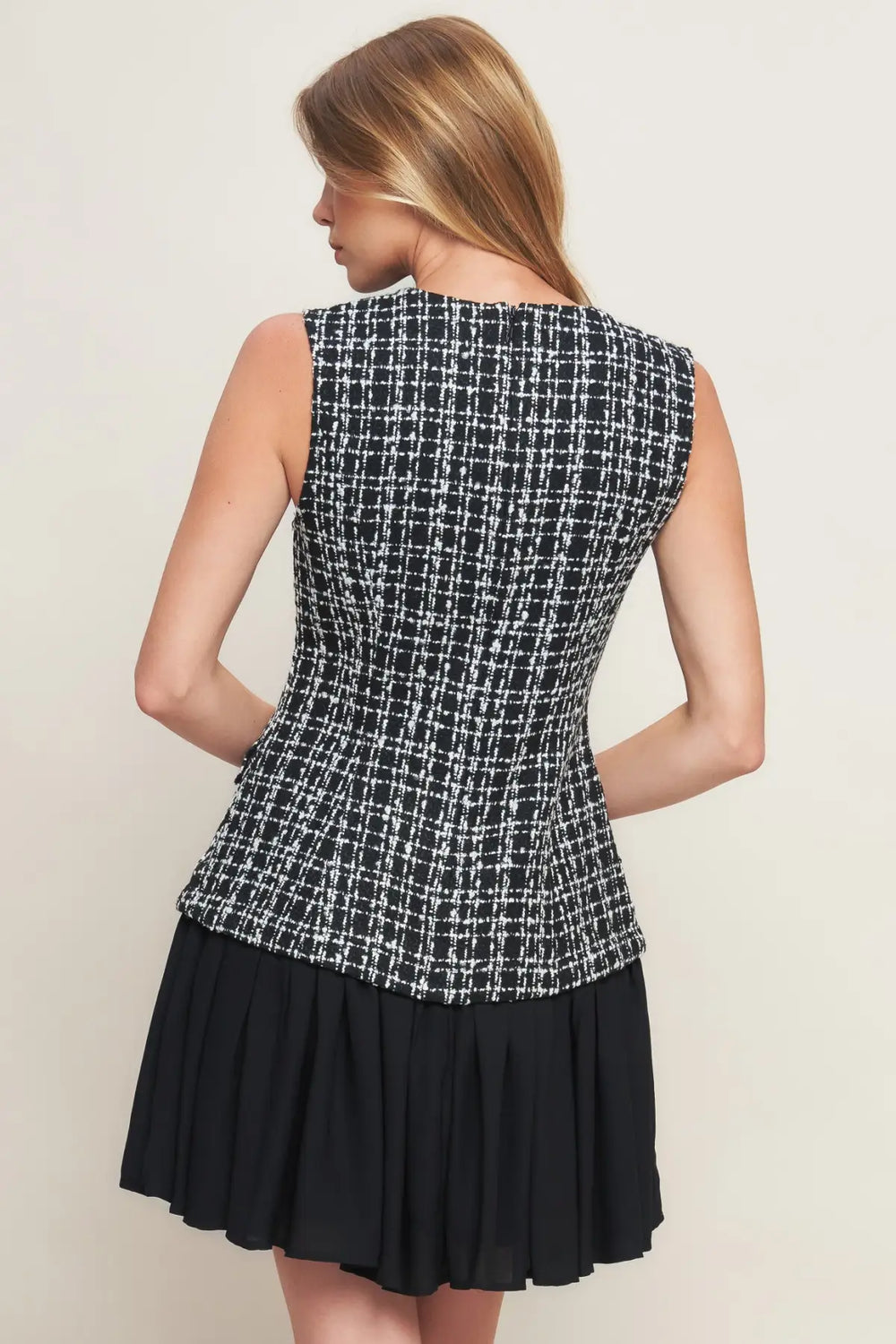 MODERN ICON TWEED WOVEN MINI DRESS - DRESSES